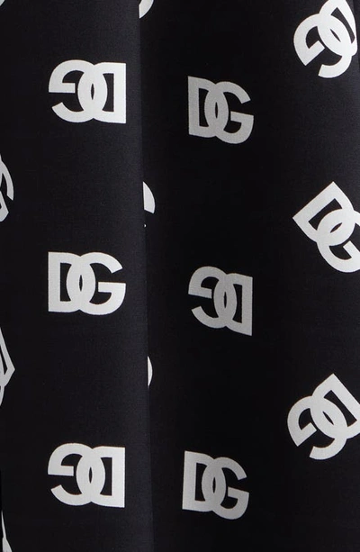 Dolce & Gabbana Logo Silk-blend Midi Dress In Black