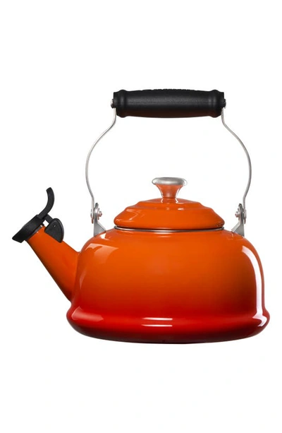 Shop Le Creuset Classic Whistling Tea Kettle In Flame