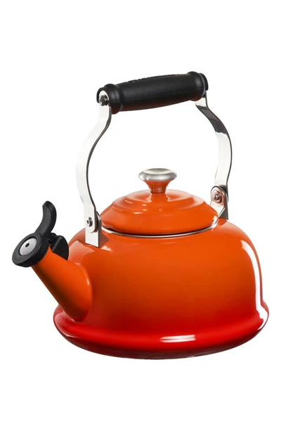 Shop Le Creuset Classic Whistling Tea Kettle In Flame