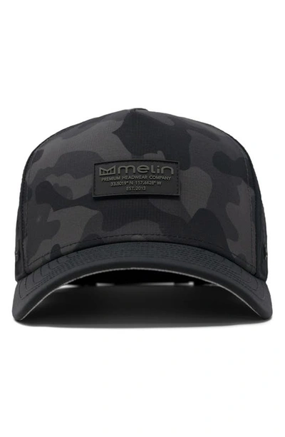 Shop Melin Odyssey Brick Hydro Performance Snapback Hat In Black Camo Midnight