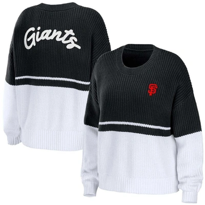 Shop Wear By Erin Andrews Black/white San Francisco Giants Chunky Pullover Sweatshirt
