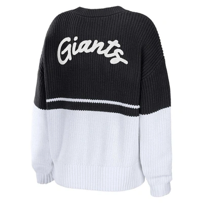 Shop Wear By Erin Andrews Black/white San Francisco Giants Chunky Pullover Sweatshirt