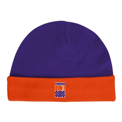 Shop Mitchell & Ness Infant  Blue/orange Phoenix Suns Hardwood Classics Bodysuits & Cuffed Knit Hat Set In Purple