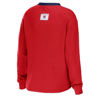 Shop Wear By Erin Andrews Red Washington Nationals Waffle Henley Long Sleeve T-shirt