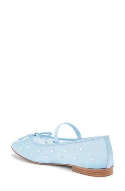 Shop Jeffrey Campbell Releve Crystal Embellished Mary Jane Flat In Pastel Blue Clear