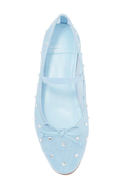 Shop Jeffrey Campbell Releve Crystal Embellished Mary Jane Flat In Pastel Blue Clear