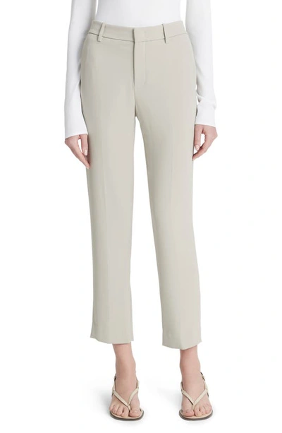 Shop Vince Tailored Straight Leg Crepe Pants In Sepia
