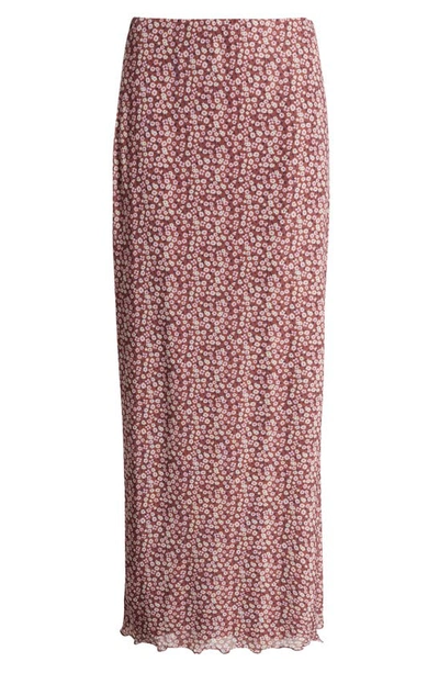 Bp. Printed Mesh Maxi Skirt In Red Ditsy Print