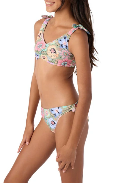 Shop O'neill Kids' Talitha Floral Two-piece Swimsuit In Oil Green