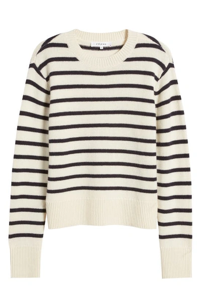 Shop Frame Stripe Cashmere Crewneck Sweater In Navy Multi