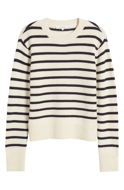 Frame Stripe Cashmere Crewneck Sweater In Navy Multi