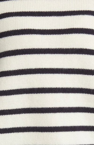 Shop Frame Stripe Cashmere Crewneck Sweater In Navy Multi