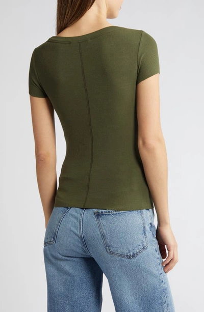 Frame Scoop Neck Rib Baby Tee In Fatigue