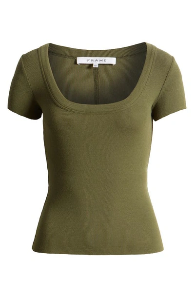 Frame Scoop Neck Rib Baby Tee In Fatigue