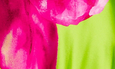 Shop Retroféte Azura Floral Stretch Silk Mini Slipdress In Lime Anthurium