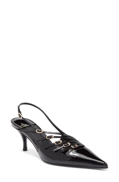 Shop Jeffrey Campbell Lash Pointed Toe Kitten Heel Sandal In Black Patent