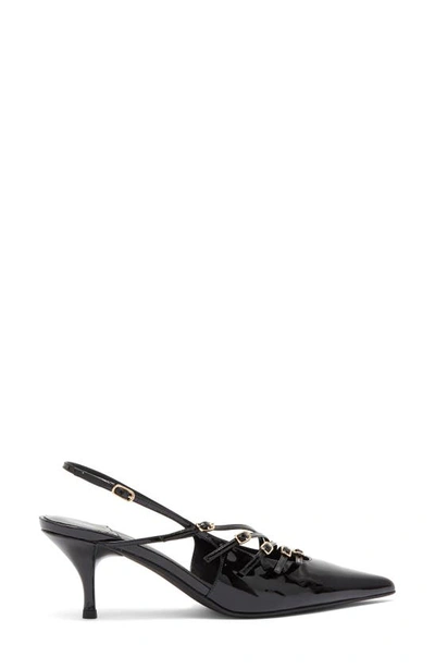 Jeffrey Campbell Lash Pointed Toe Kitten Heel Sandal In Black Patent