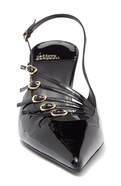Shop Jeffrey Campbell Lash Pointed Toe Kitten Heel Sandal In Black Patent