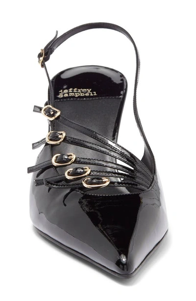 Jeffrey Campbell Lash Pointed Toe Kitten Heel Sandal In Black Patent