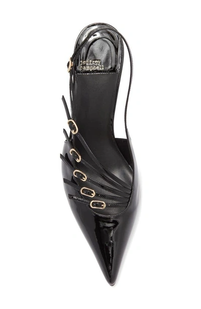 Jeffrey Campbell Lash Pointed Toe Kitten Heel Sandal In Black Patent