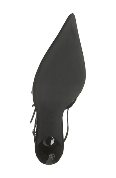 Jeffrey Campbell Lash Pointed Toe Kitten Heel Sandal In Black Patent