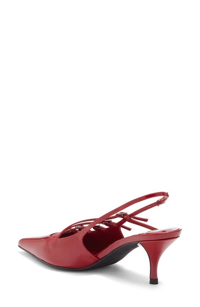 Jeffrey Campbell Lash Pointed Toe Kitten Heel Sandal In Wine Patent