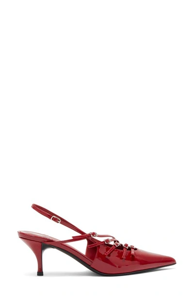 Jeffrey Campbell Lash Pointed Toe Kitten Heel Sandal In Wine Patent