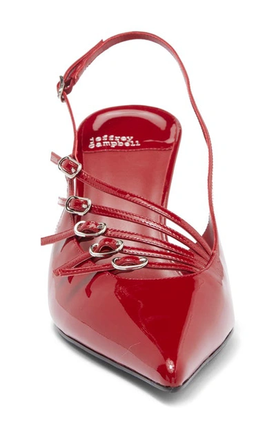 Jeffrey Campbell Lash Pointed Toe Kitten Heel Sandal In Wine Patent