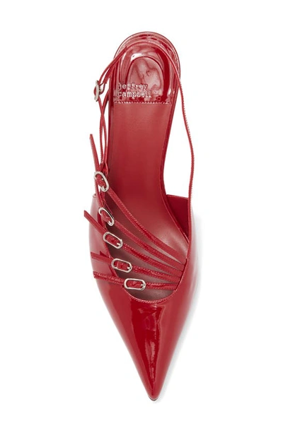 Jeffrey Campbell Lash Pointed Toe Kitten Heel Sandal In Wine Patent