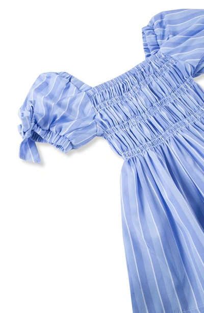 Shop Habitual Stripe Puff Sleeve Sundress In Blue