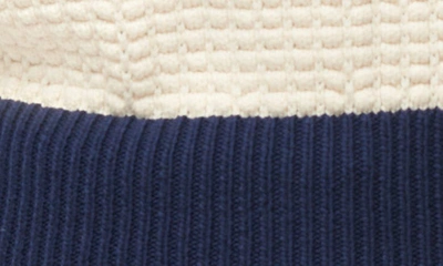 Shop Staud Altea Cotton Blend Sweater In Ivory/ Navy