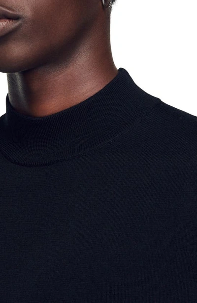 Shop Sandro Industrial Mock Neck Wool Sweater In Black