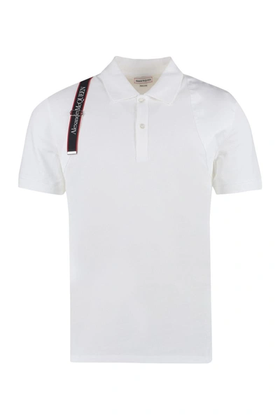 Shop Alexander Mcqueen Short Sleeve Cotton Polo Shirt In White