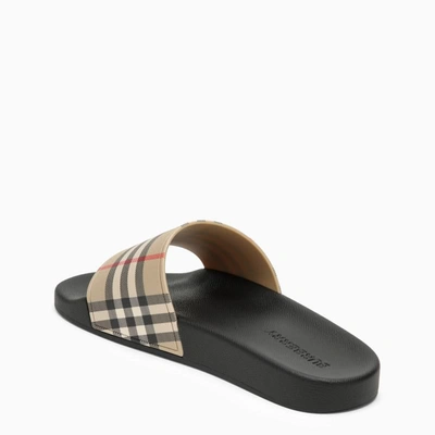 Shop Burberry Slipper With Check Motif In Beige