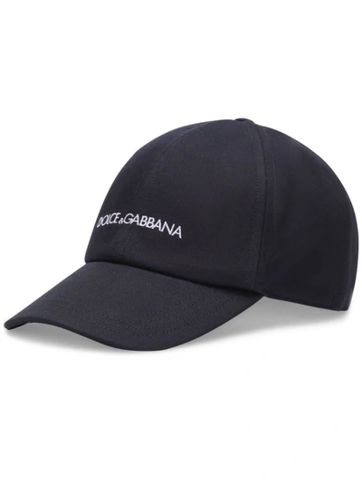 Shop Dolce & Gabbana Logo Embroidery Hat In Blue
