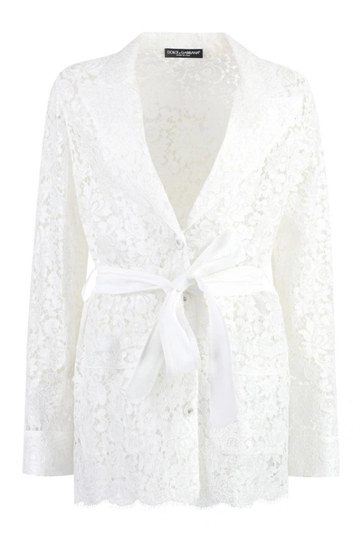 Shop Dolce & Gabbana Lace Jacket In White