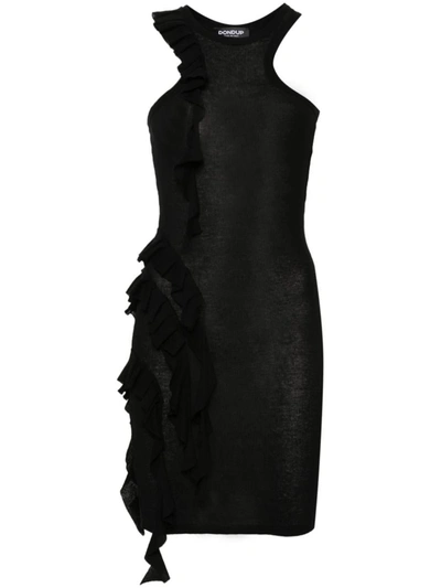 Shop Dondup Dress With Gathered Details In Black