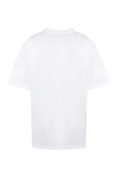 Shop Ganni Cotton Crew-neck T-shirt In White