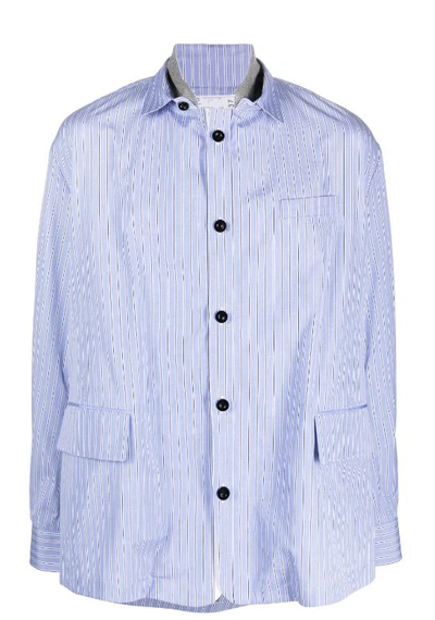 Shop Sacai Jackets In L/blue Stripe