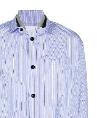 Shop Sacai Jackets In L/blue Stripe