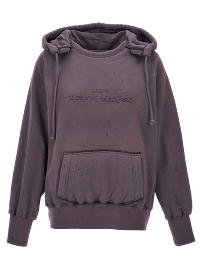 Shop Maison Margiela Logo Reverse Sweatshirt In Purple