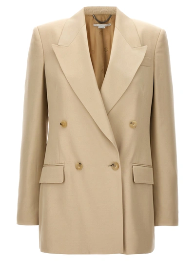 Shop Stella Mccartney Double-breasted Blazer Blazer And Suits In Beige