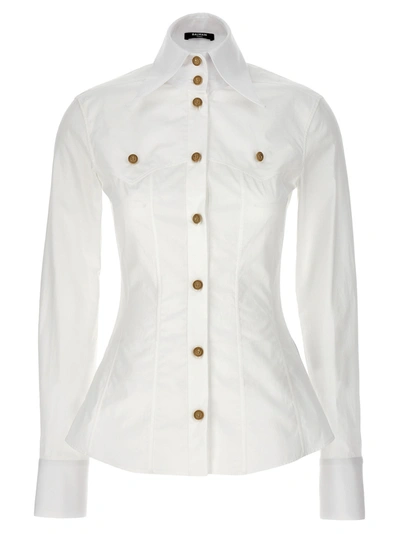 Shop Balmain Wester Shirt, Blouse In White