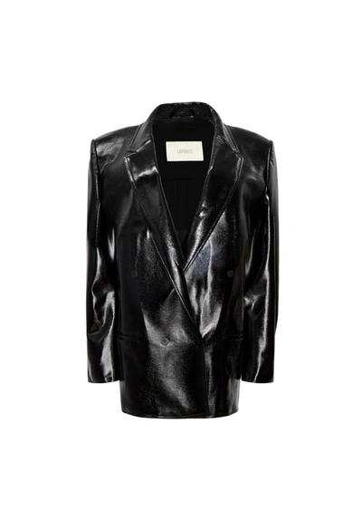 Lapointe Patent Faux Leather Boxy Double Breasted Blazer In M