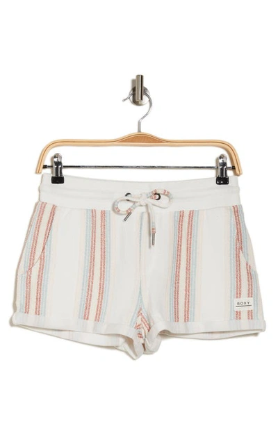 Shop Roxy Waves & Rays Stripe Shorts In Snow White