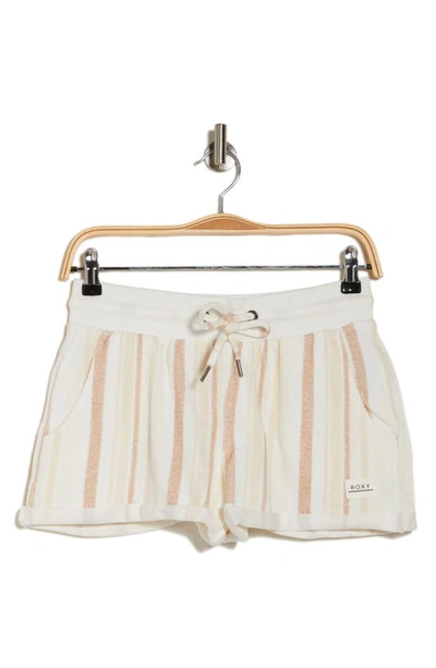 Shop Roxy Waves & Rays Stripe Shorts In White/ Tapioca