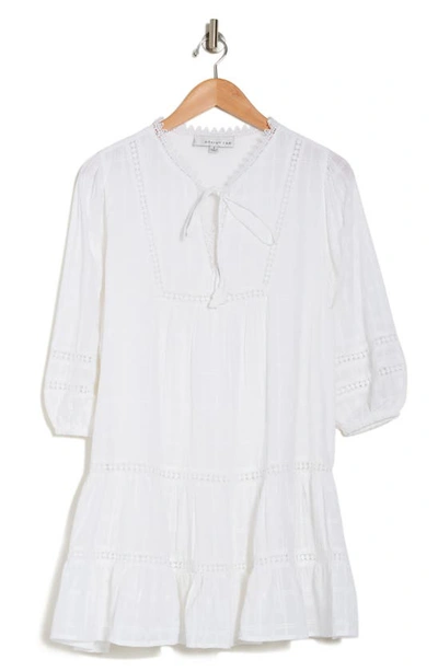 Shop Adelyn Rae Windowpane Long Sleeve Tiered Shift Dress In White