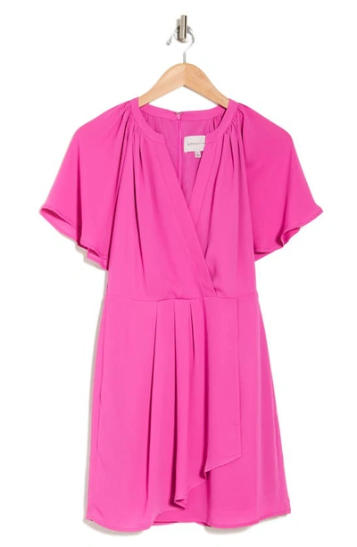 Shop Adelyn Rae Flutter Sleeve Fit & Flare Dress In Ultra Pink