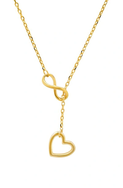 Shop Queen Jewels 14k Golf Plated Sterling Silver Heart & Infinity Lariat Necklace In Gold
