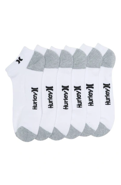 Shop Hurley Pack Of 6 Terry Ankle Socks In White/ Black